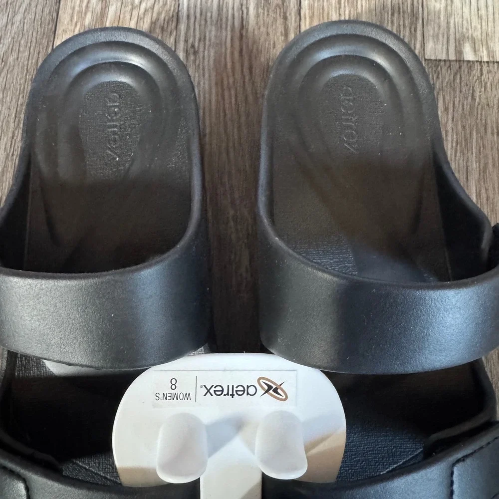 Aetrex Kaia Slide Sandals Womens 8 Black SkyTech Orthopedic Comfort ST9300W08